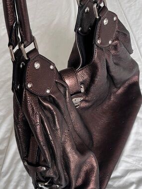 Louis Vuitton Mahina XL Hobo Bag Brown Leather Perforated Monogram Authentic